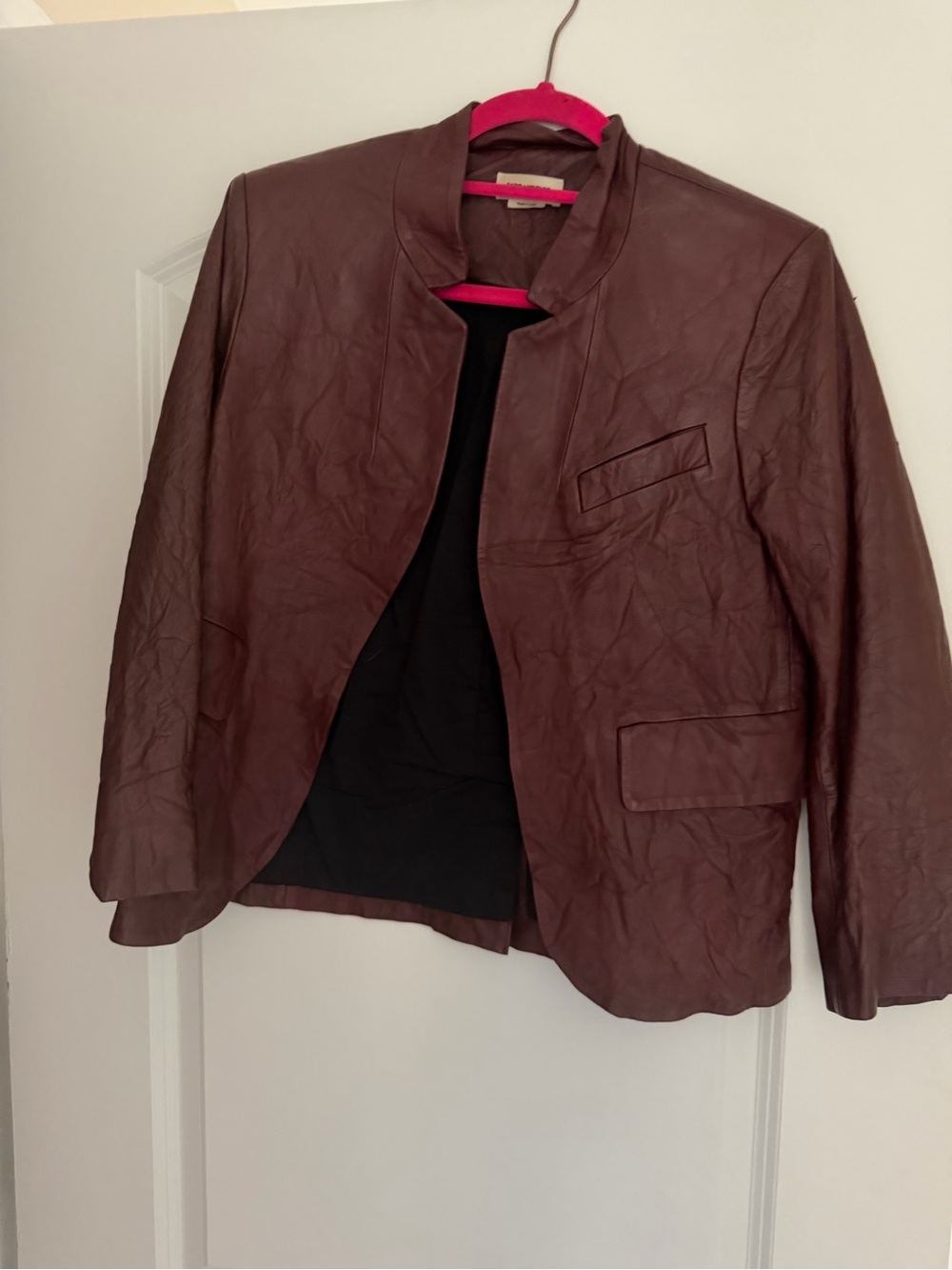 Zadig & Voltaire Deep Brown Leather Open-Front Jacket